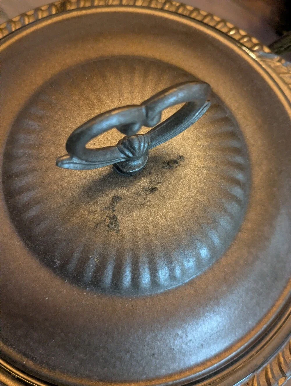 Vintage Metal Serving Dish with Lid - Gold Finish-3 Piece